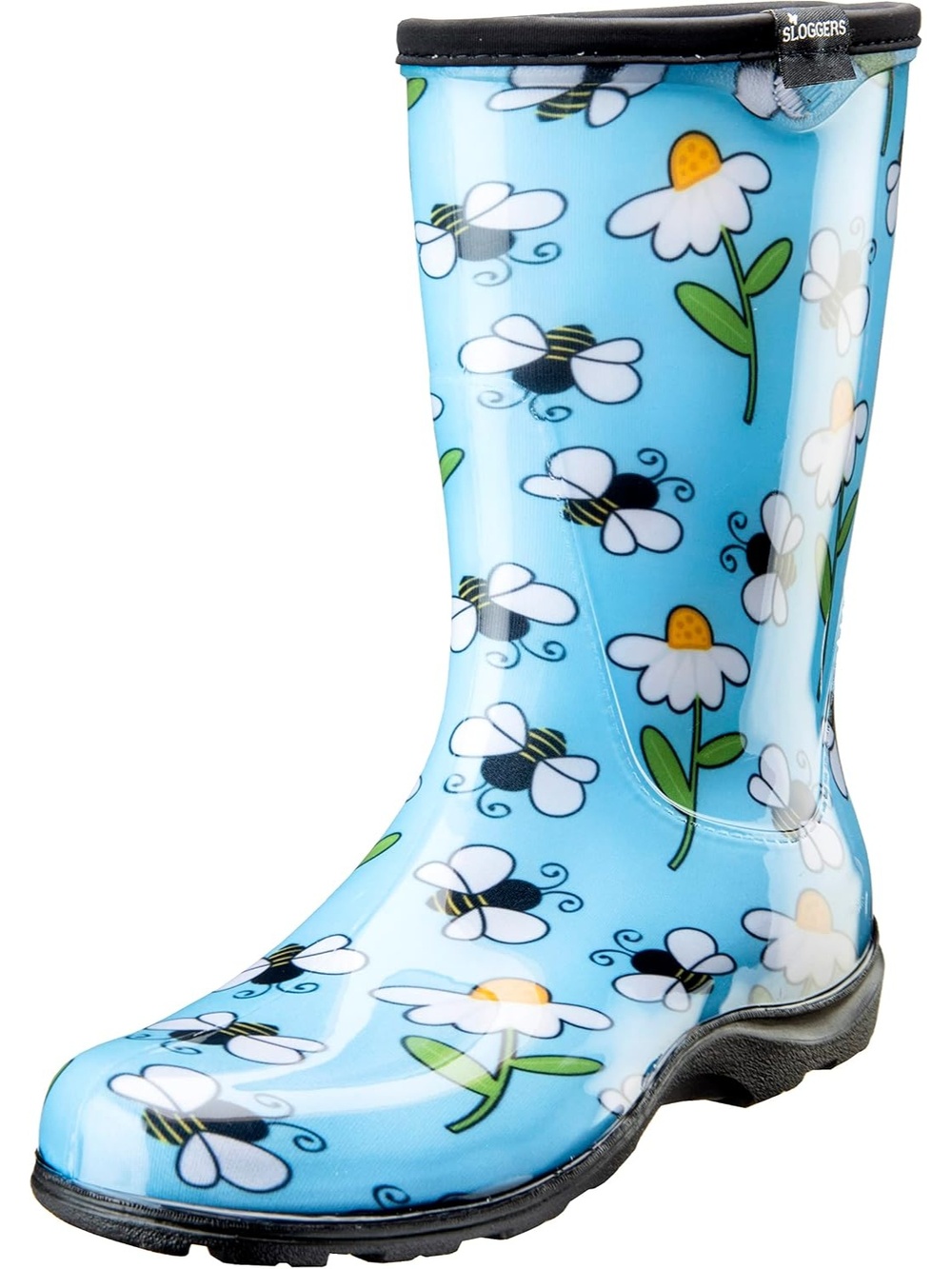 Women's Light Blue Waterproof Garden Rain Boots Rubber Cute Midcalf Boots